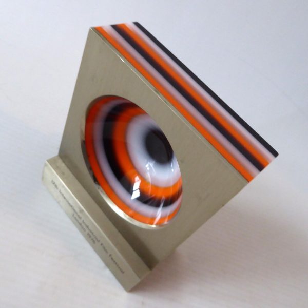 1976 International Industrial Film Festival award trophy memorabilia, op art 70s - Image 4