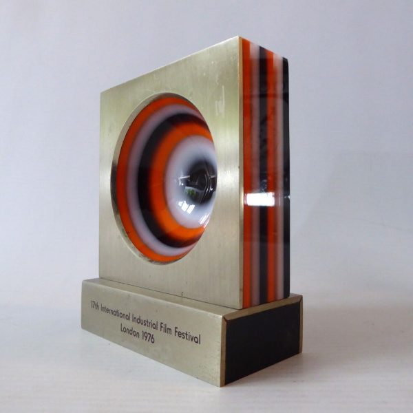 1976 International Industrial Film Festival award trophy memorabilia, op art 70s - Image 8