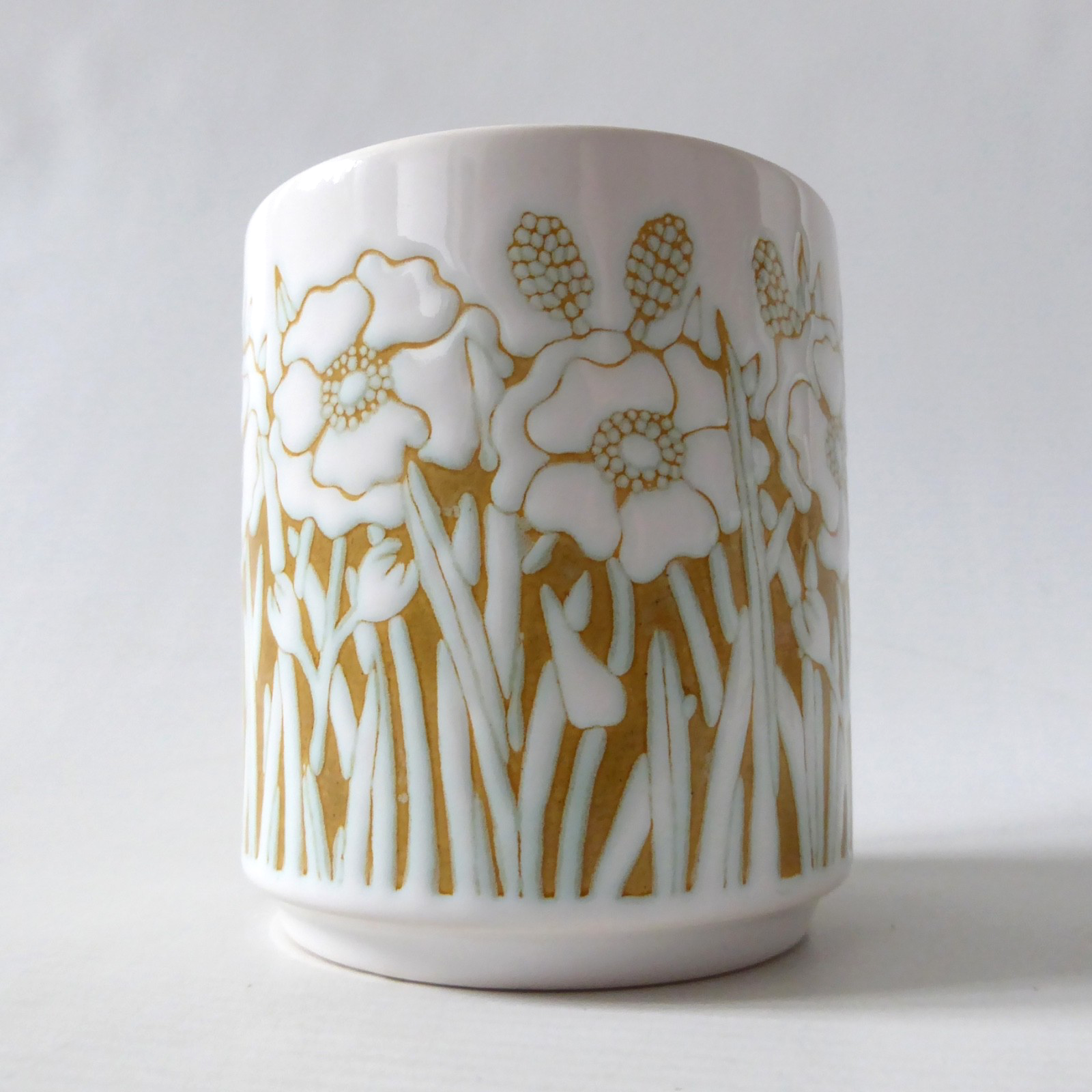 1978 Hornsea Pottery Fleur vintage cylinder pot, 1970s pen pot, container flower
