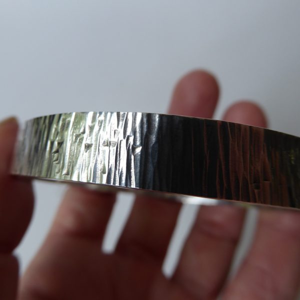 31g Silver round bangle bracelet. Vintage brutalist retro modernist Sterling 925 - Image 11