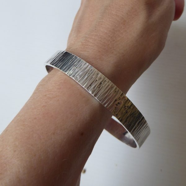 31g Silver round bangle bracelet. Vintage brutalist retro modernist Sterling 925 - Image 13