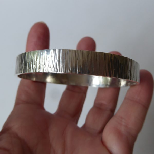 31g Silver round bangle bracelet. Vintage brutalist retro modernist Sterling 925 - Image 9