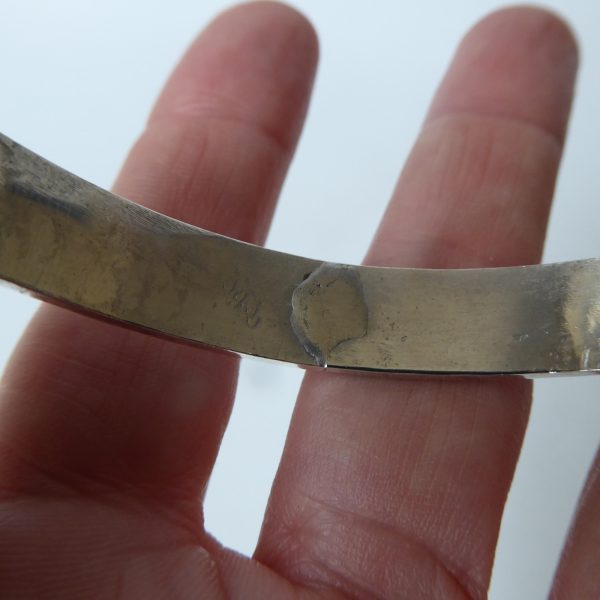 31g Silver round bangle bracelet. Vintage brutalist retro modernist Sterling 925 - Image 10