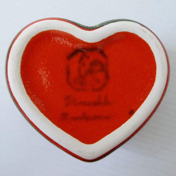 70s orange ceramic heart shaped container box, West German Zell am Harmersbach - Image 11