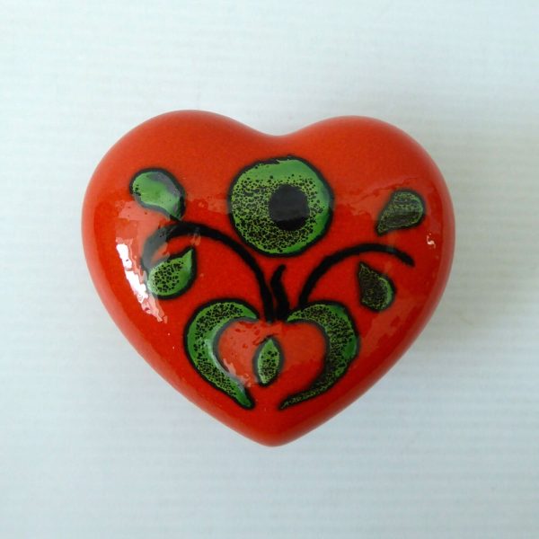 70s orange ceramic heart shaped container box, West German Zell am Harmersbach - Image 6