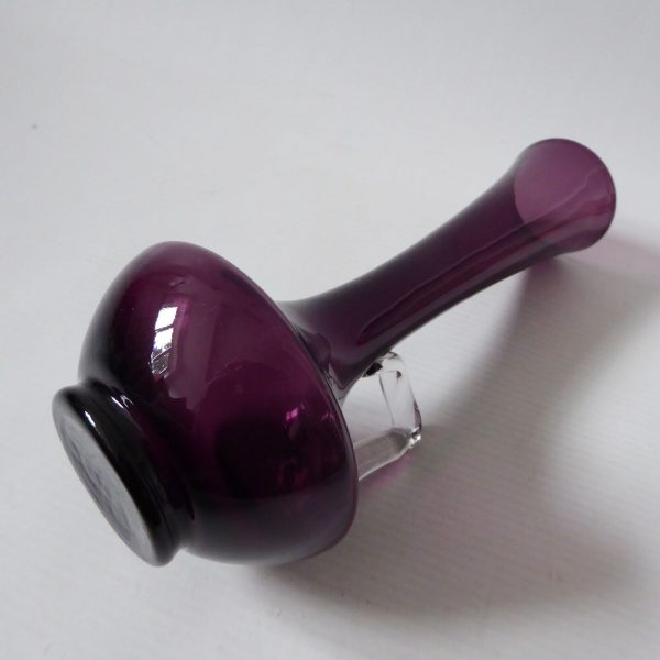8" Empoli plum/purple jug shaped vase, Italian art glass, vintage 1960s 1970s - Image 11