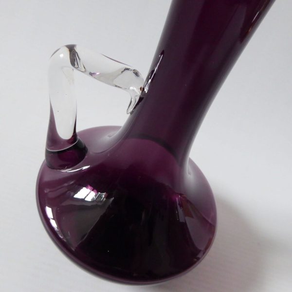 8" Empoli plum/purple jug shaped vase, Italian art glass, vintage 1960s 1970s - Image 8