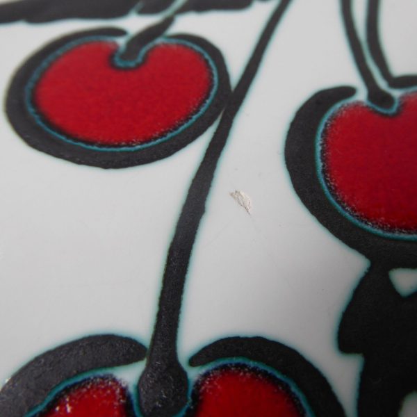 Ann Wynn Reeves cherries art tile, Kenneth Clark Ceramics vintage mid century 6" - Image 6