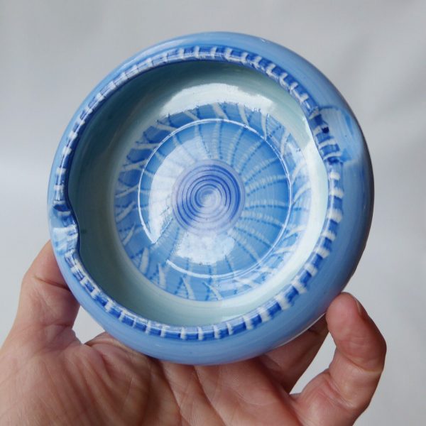 Art Deco 1920s/1930 Shelley ashtray, china. Blue hand painted round dish vintage - Image 3