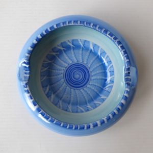 Art Deco 1920s/1930 Shelley ashtray, china. Blue hand painted round dish vintage