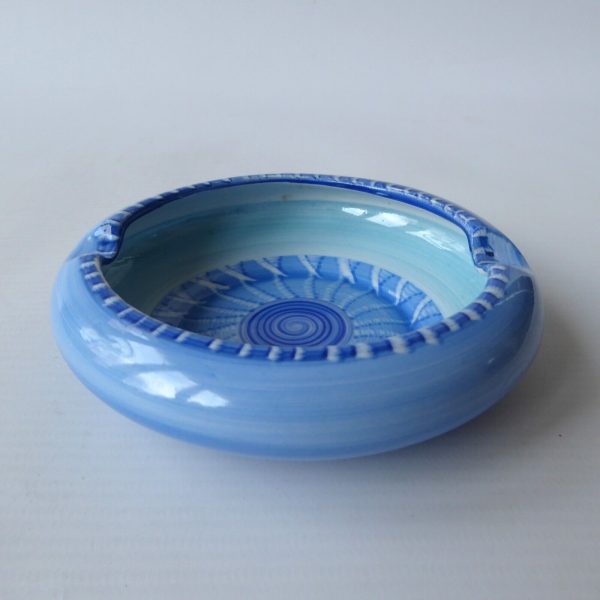 Art Deco 1920s/1930 Shelley ashtray, china. Blue hand painted round dish vintage - Image 6
