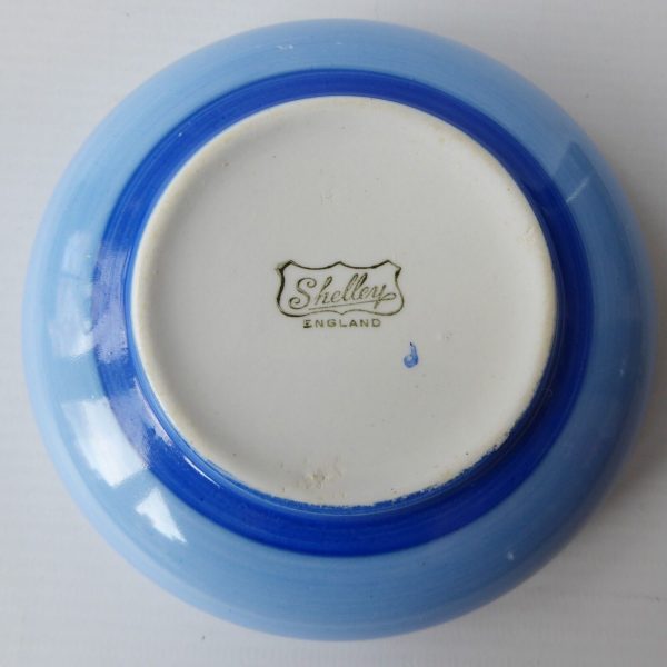 Art Deco 1920s/1930 Shelley ashtray, china. Blue hand painted round dish vintage - Image 8