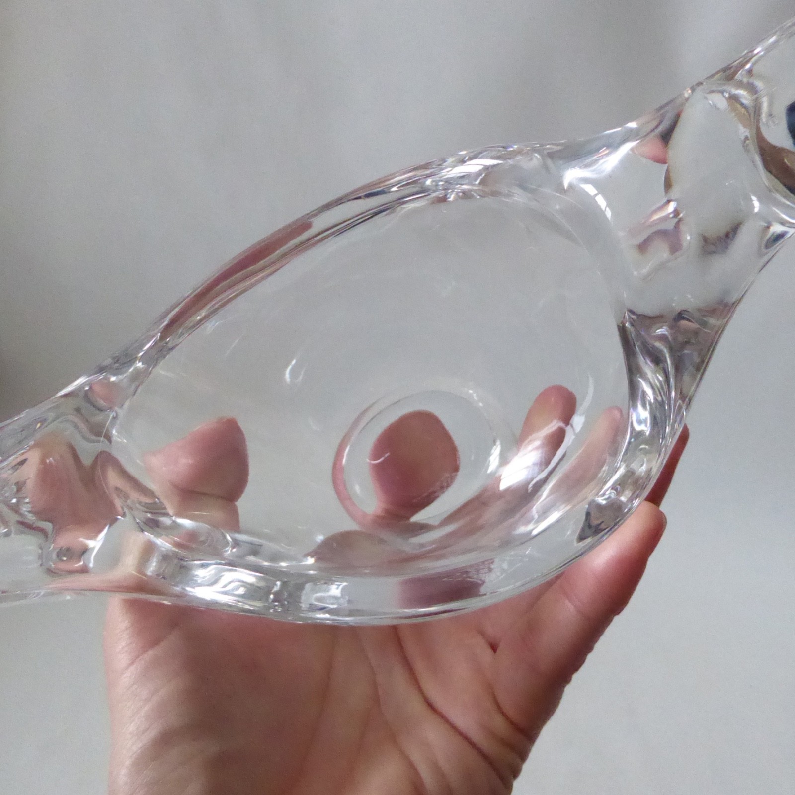 Art Vannes French crystal art glass bowl dish, vintage MCM, cockerel rooster hen - Image 12