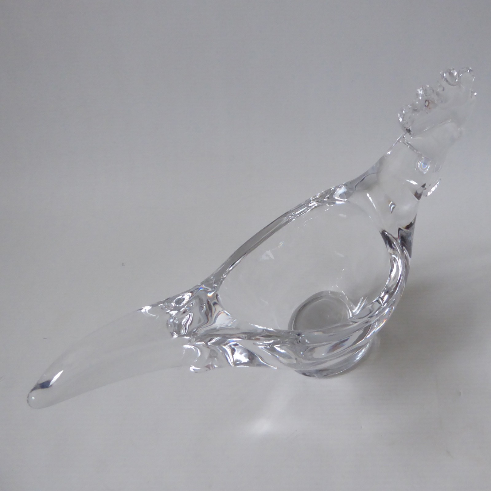 Art Vannes French crystal art glass bowl dish, vintage MCM, cockerel rooster hen - Image 10