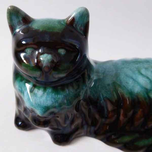 Blue Mountain Pottery Canada vintage ceramic cat figurine statue, green black - Image 4