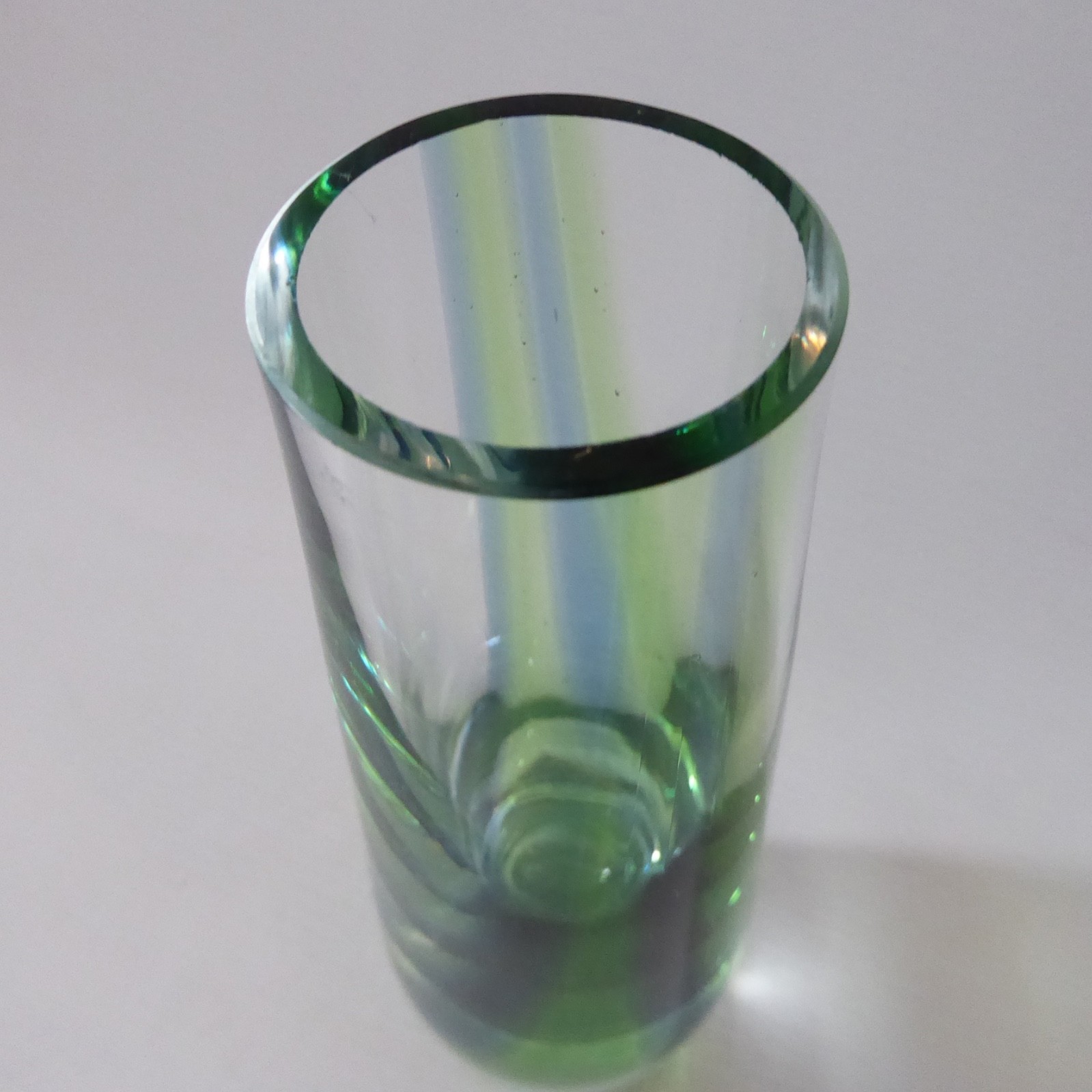Caithness Oban art glass vase. Vintage blue & green stripes, cased. Charles Orr - Image 6
