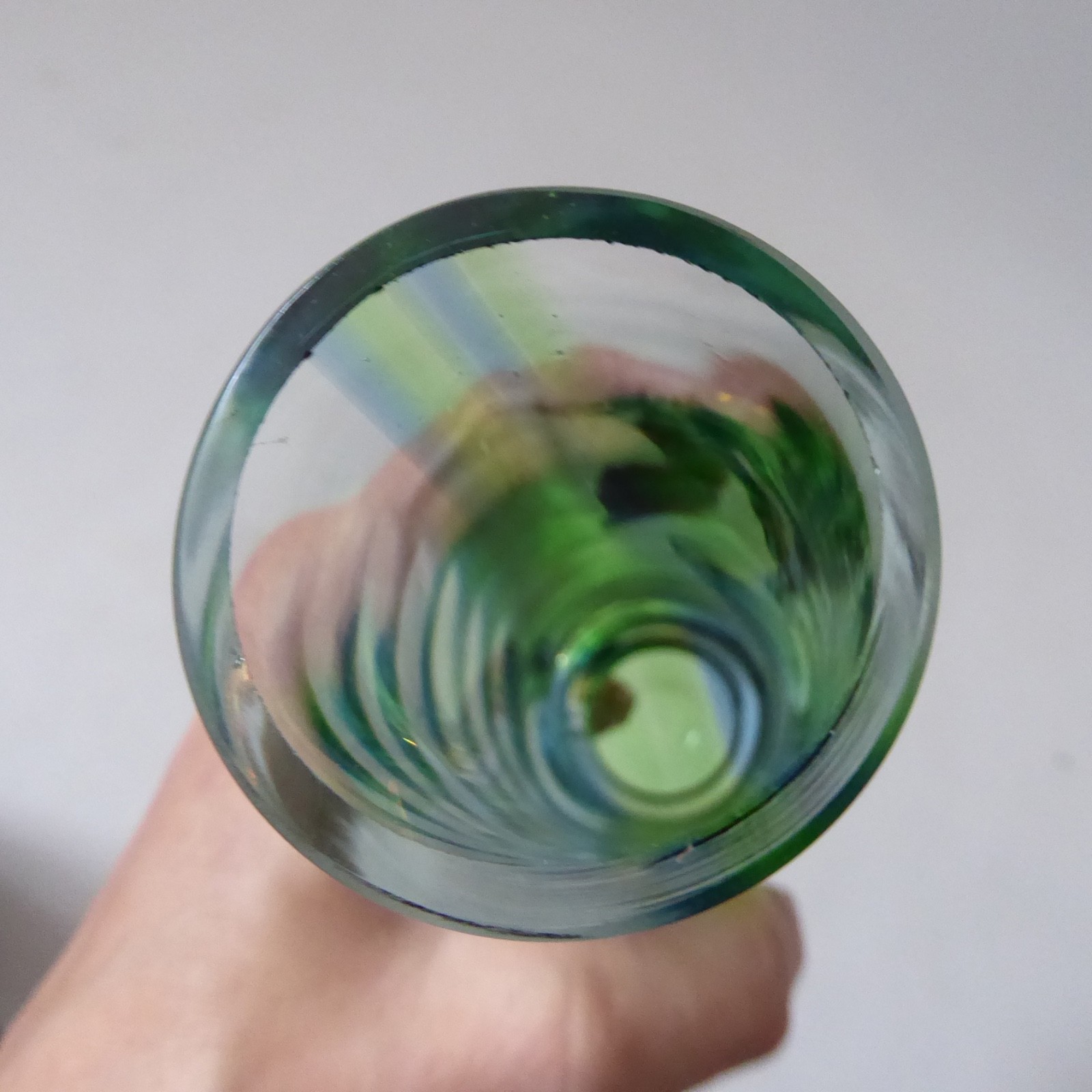 Caithness Oban art glass vase. Vintage blue & green stripes, cased. Charles Orr - Image 7