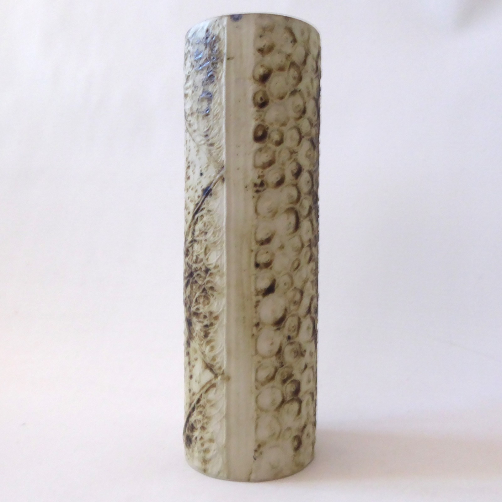 Carn Pottery cylinder 8" tall vase, John Beusmans. 1970s vintage retro. Circles - Image 3