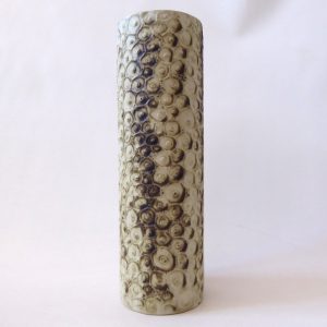 Carn Pottery cylinder 8" tall vase, John Beusmans. 1970s vintage retro. Circles
