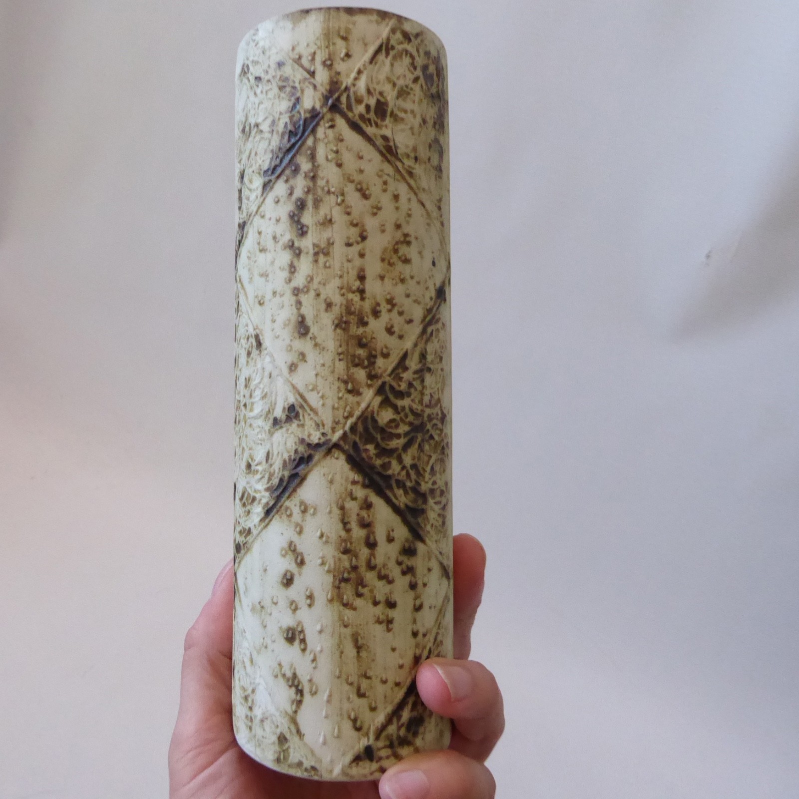 Carn Pottery cylinder 8" tall vase, John Beusmans. 1970s vintage retro. Circles - Image 5