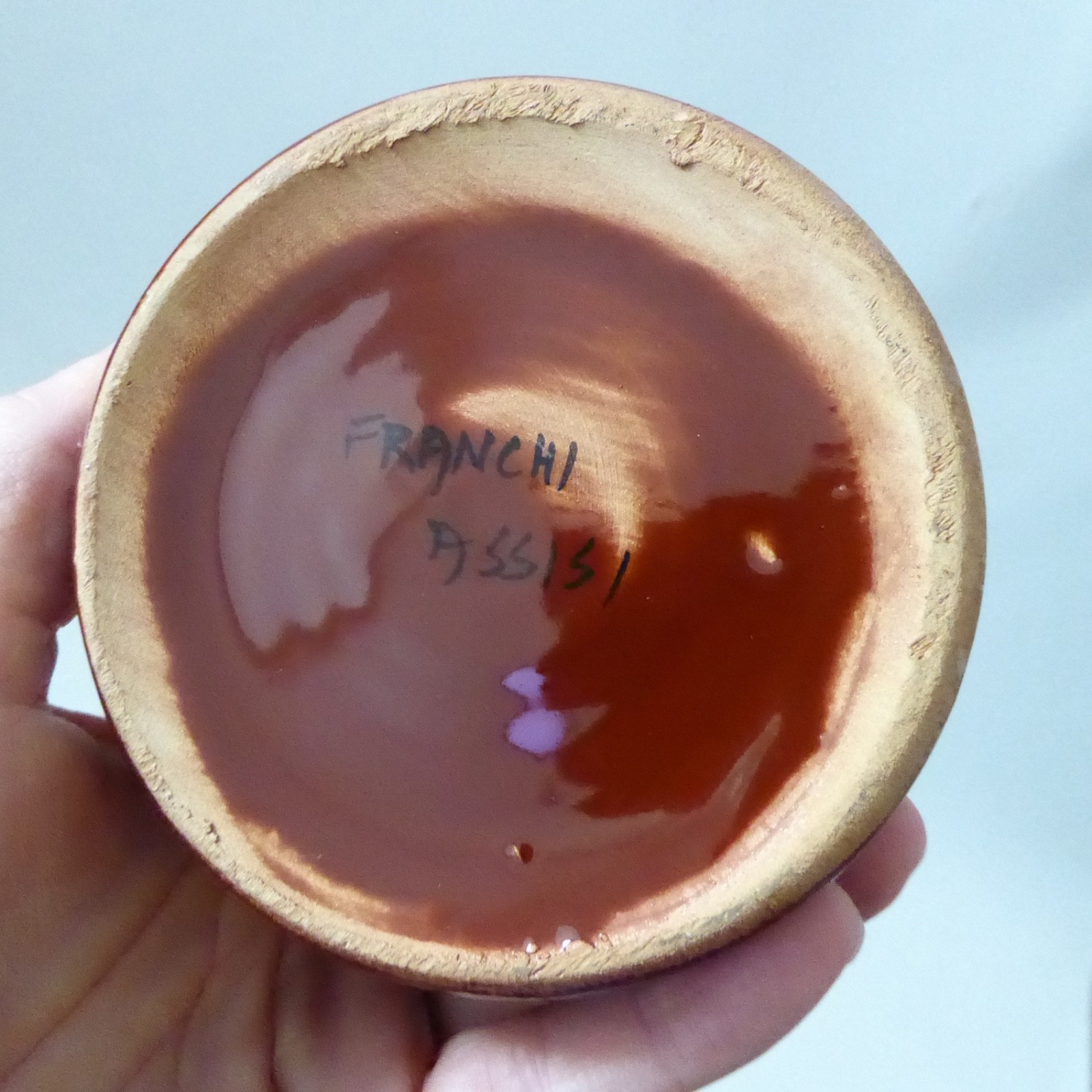 Ceramiche Franchi, Assisi, Italy vintage pottery ceramic vase. 1960s red MCM pot - Image 9