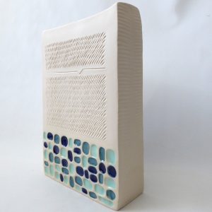Chiminazzo Italy vintage 1980s post modernist ceramic art pottery vase 10" block