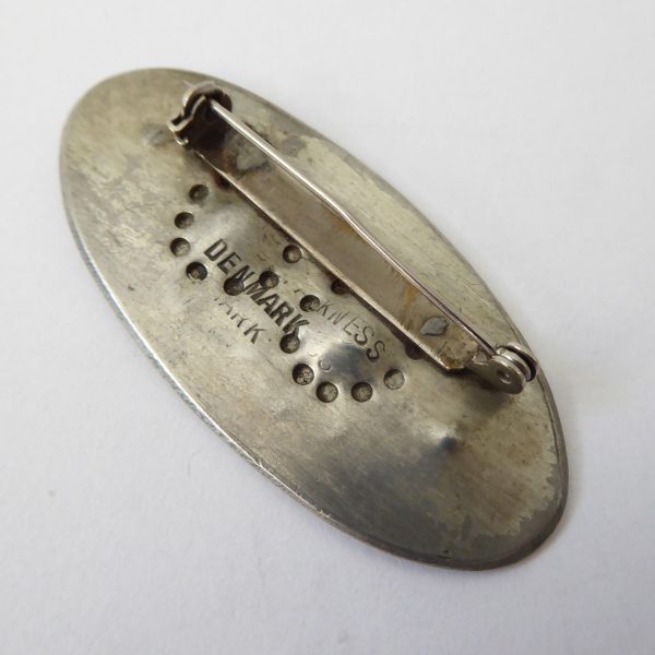 Danish vintage Gertrude Packness oval pewter brooch, flowers. 1950s/1960s retro - Image 8