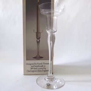 Dartington Sharon crystal glass boxed candlestick, FT271 vintage, teardrop stem
