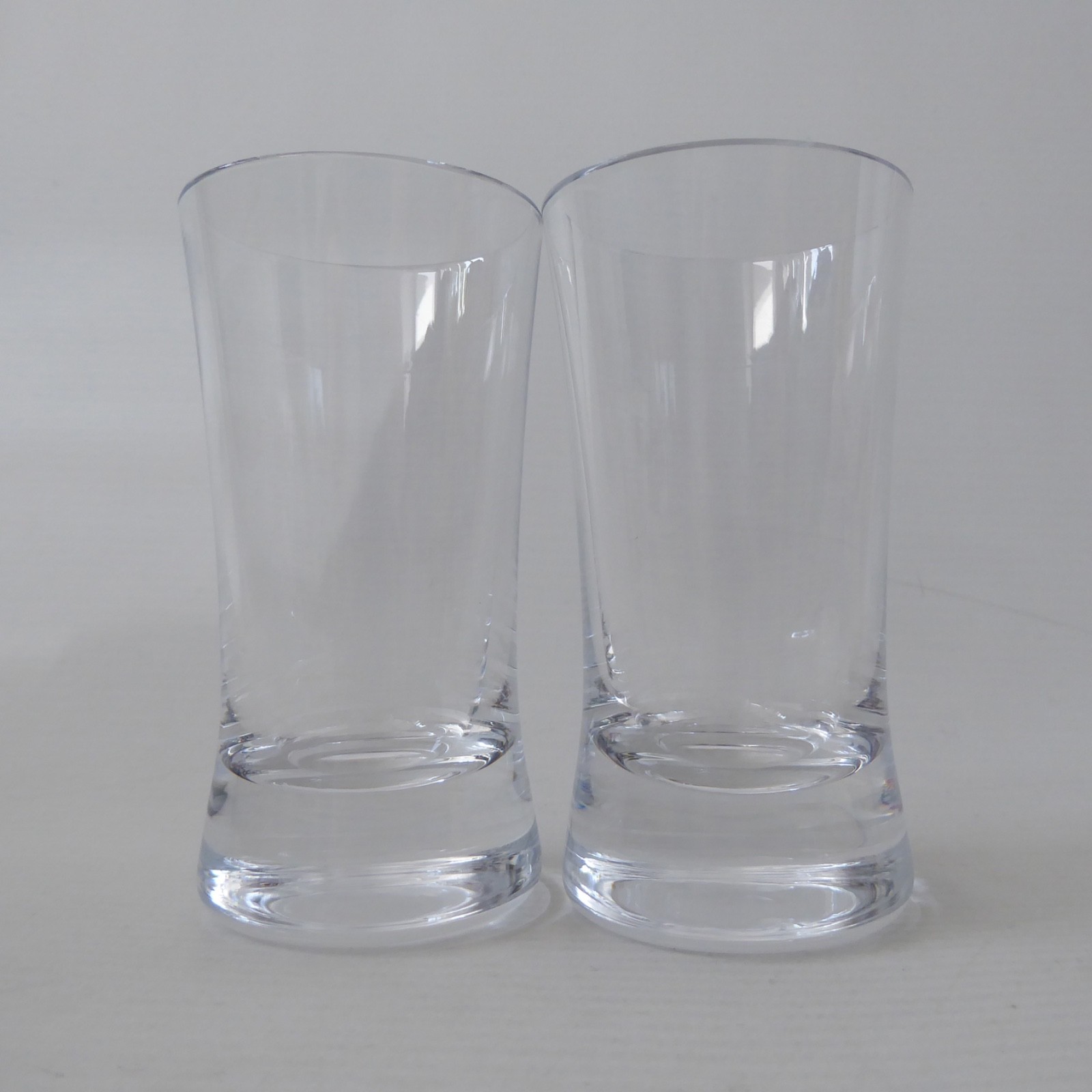 Dartington crystal glass pair handmade shot glasses. Vintage modernist 9cm, two - Image 2