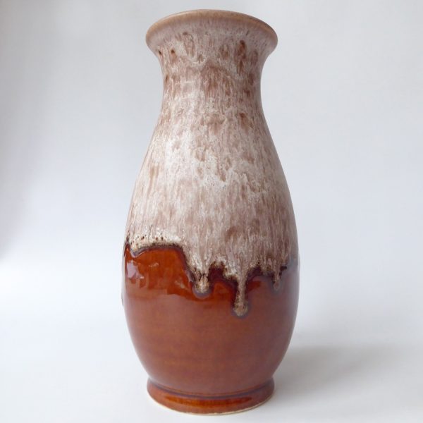 Dumler & Breiden 479/22 West German pottery ceramic vase, brown beige drips D&B - Image 3