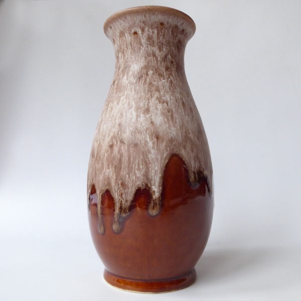 Dumler & Breiden 479/22 West German pottery ceramic vase, brown beige drips D&B - Image 5
