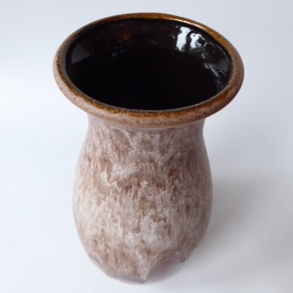 Dumler & Breiden 479/22 West German pottery ceramic vase, brown beige drips D&B - Image 7