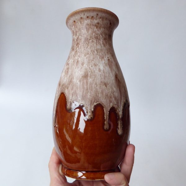 Dumler & Breiden 479/22 West German pottery ceramic vase, brown beige drips D&B - Image 10
