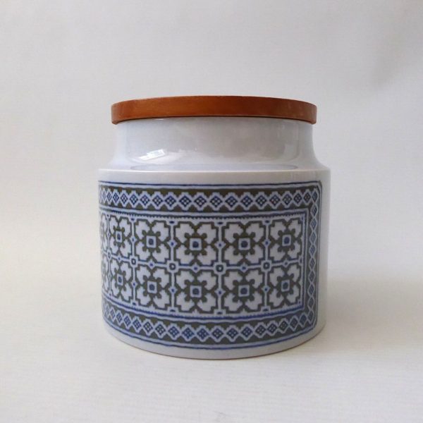 Hornsea Tapestry vintage storage jar container short plain blue pottery canister - Image 3