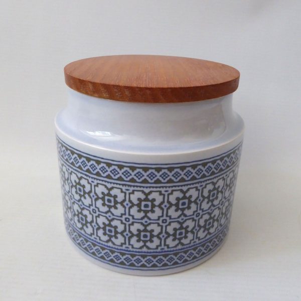 Hornsea Tapestry vintage storage jar container short plain blue pottery canister - Image 4