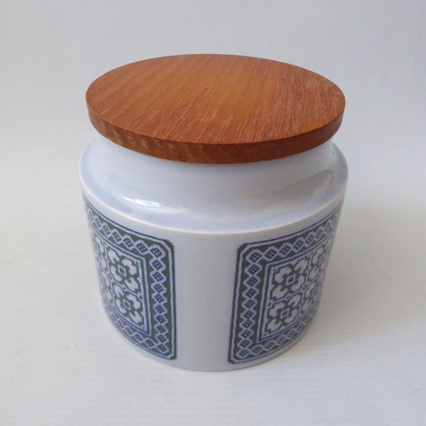 Hornsea Tapestry vintage storage jar container short plain blue pottery canister - Image 5