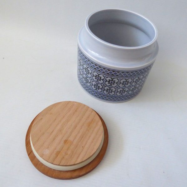 Hornsea Tapestry vintage storage jar container short plain blue pottery canister - Image 8