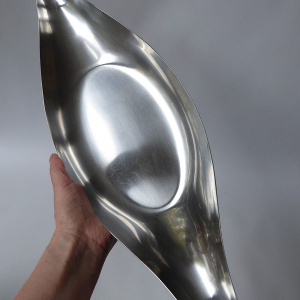 Huge 20" long mid century modernist stainless steel tray dish bowl, large 1960s - Image 13