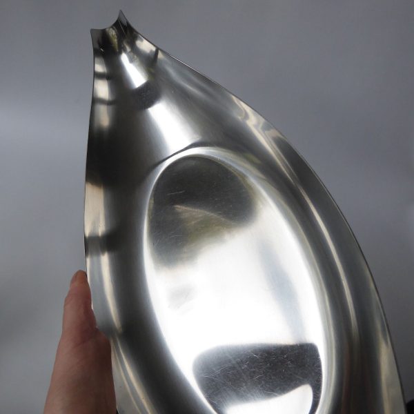 Huge 20" long mid century modernist stainless steel tray dish bowl, large 1960s - Image 14