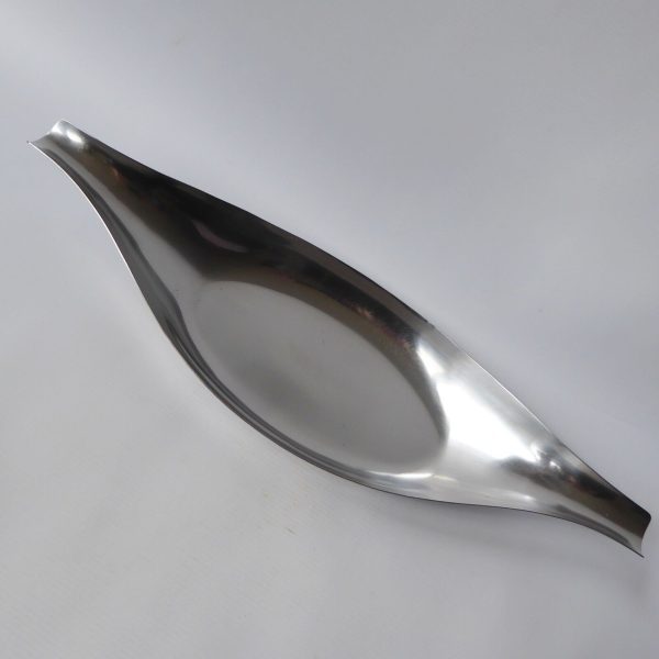 Huge 20" long mid century modernist stainless steel tray dish bowl, large 1960s - Image 3