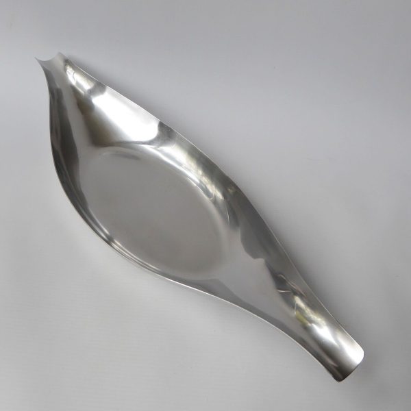 Huge 20" long mid century modernist stainless steel tray dish bowl, large 1960s - Image 4