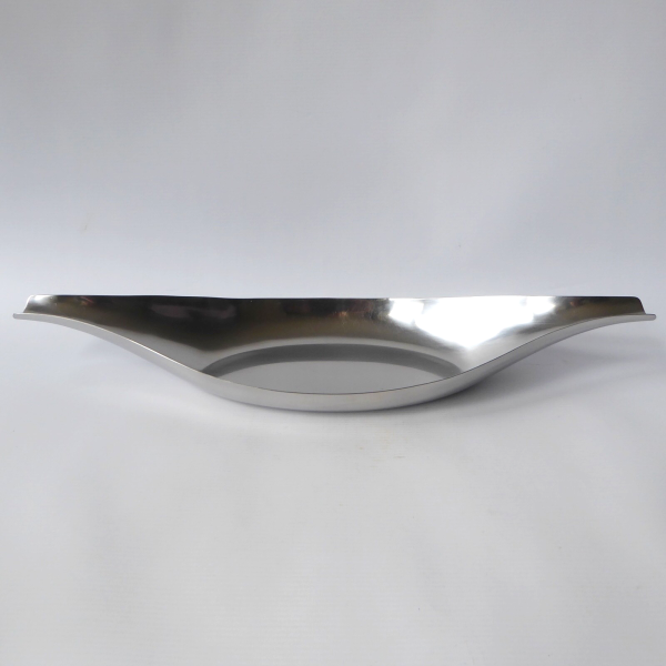 Huge 20" long mid century modernist stainless steel tray dish bowl, large 1960s