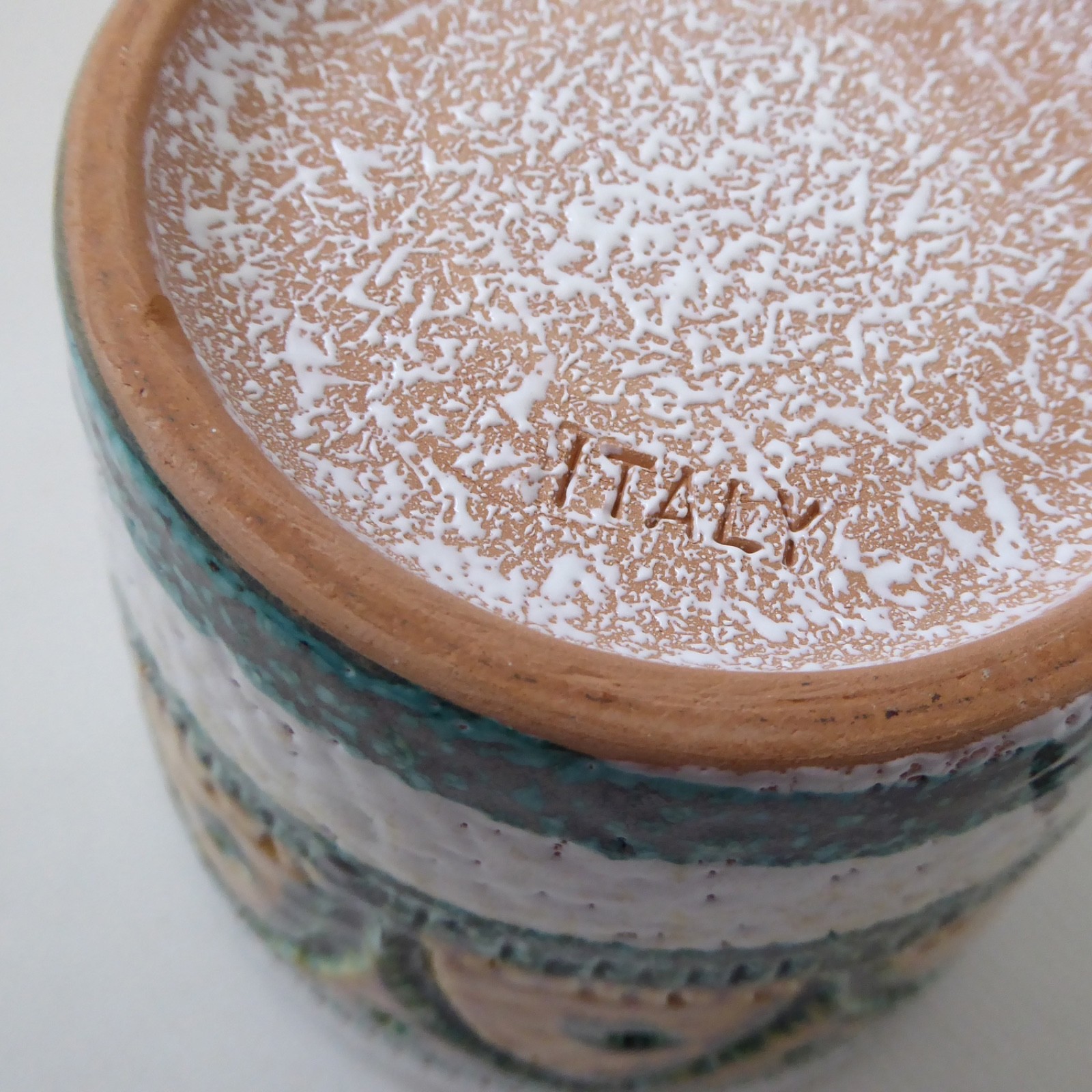 Italian plant pot planter, white & gold sgraffito pottery ceramic, vintage retro - Image 10