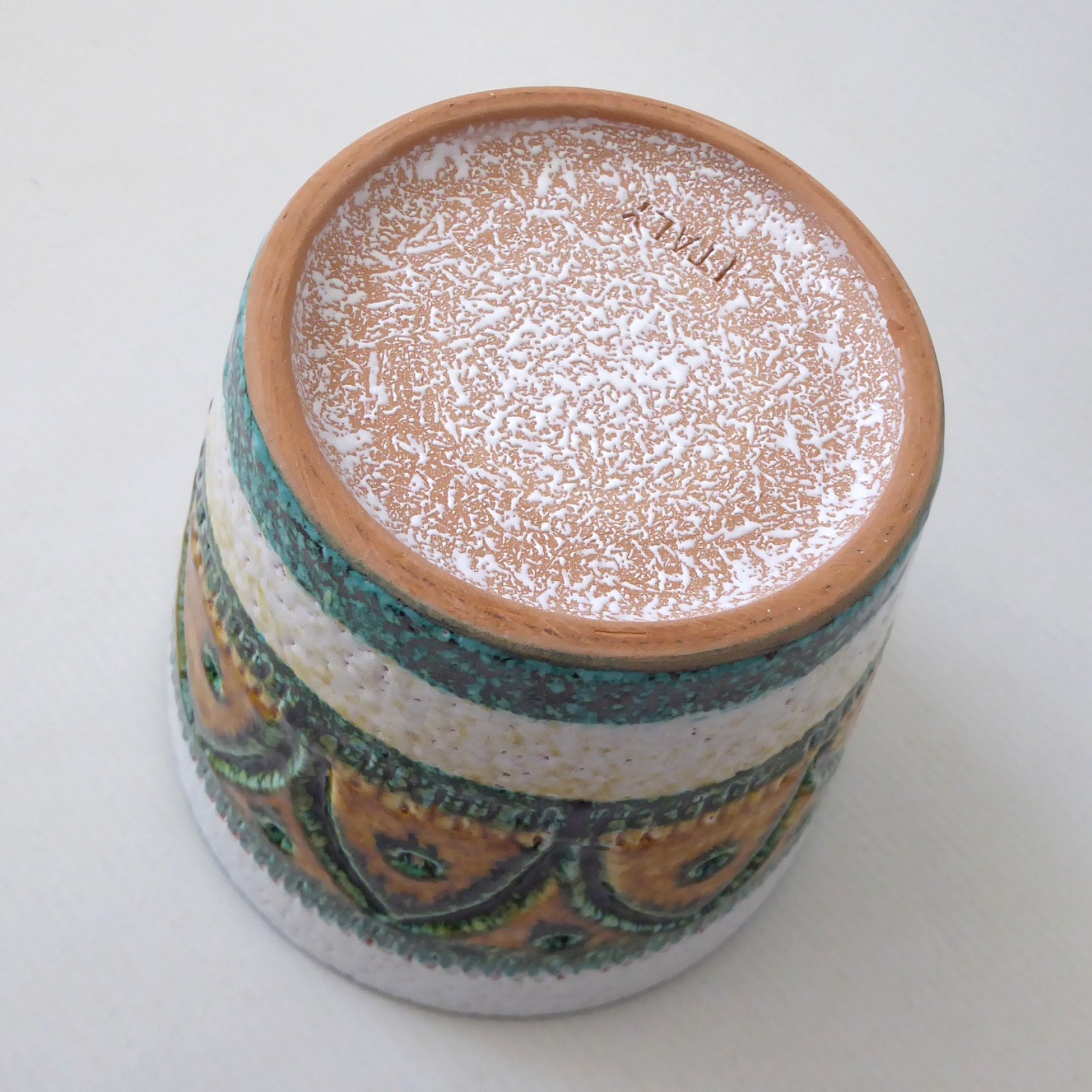 Italian plant pot planter, white & gold sgraffito pottery ceramic, vintage retro - Image 9