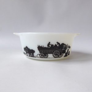 JAJ Pyrex Harvest Silhouette haymaker round glass buffet set bowl 1.5 pint, 1967