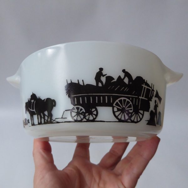 JAJ Pyrex Harvest Silhouette haymaker round glass buffet set bowl 1.5 pint, 1967 - Image 9