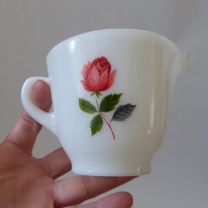 JAJ Pyrex June Rose jug 656 678, creamer. Milk cream. Vintage 1960s milk glass