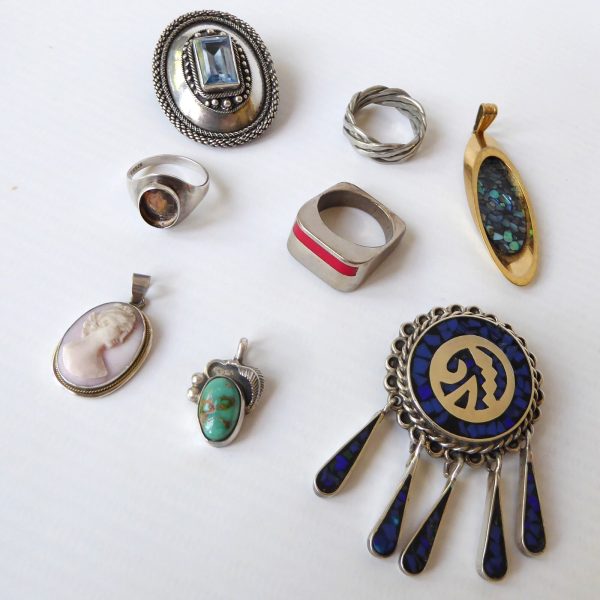 Job lot vintage jewellery incl 925 silver Hermann Siersbol, Taxco, rings pendant - Image 3