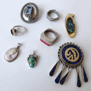 Job lot vintage jewellery incl 925 silver Hermann Siersbol, Taxco, rings pendant