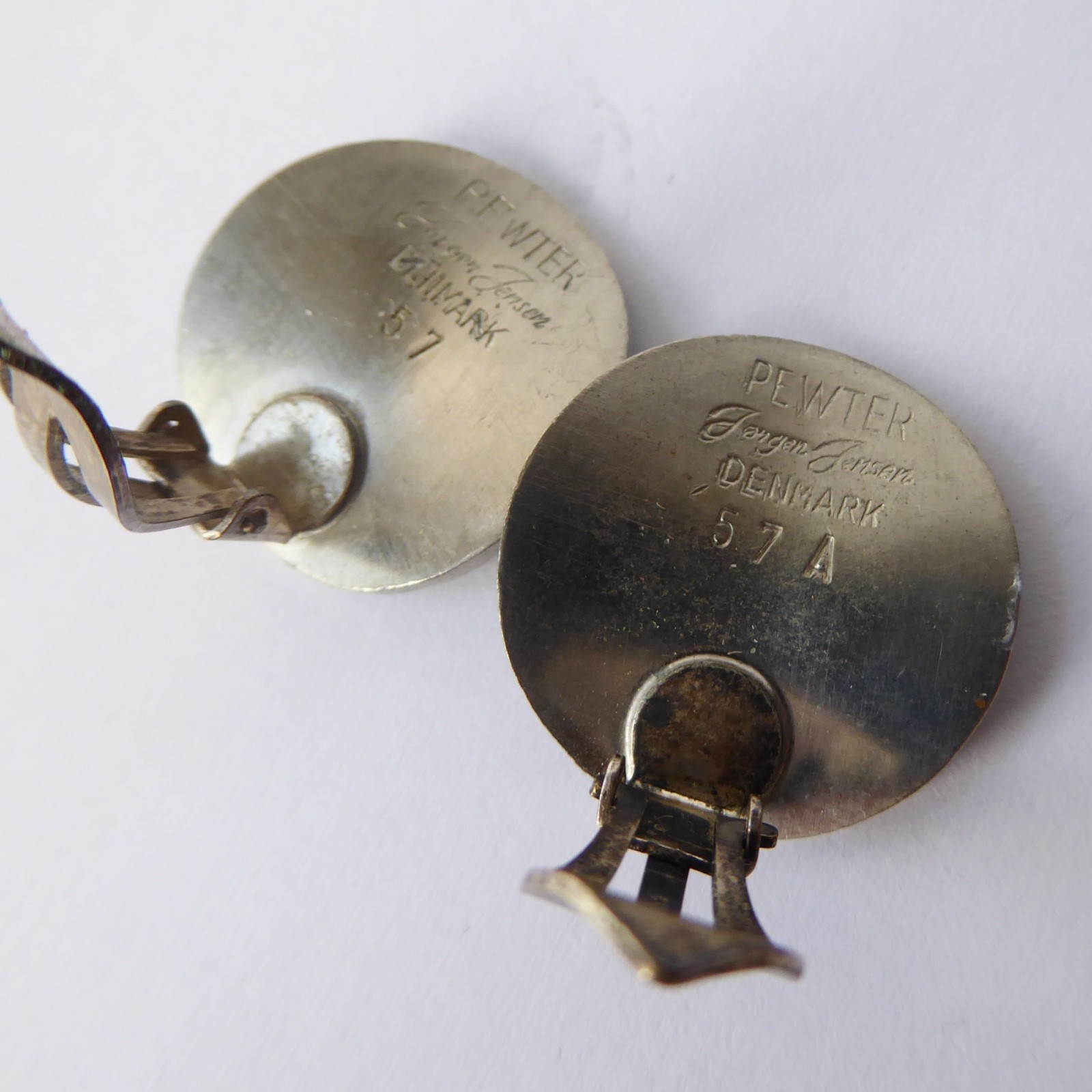 Jorgen Jensen 57A pewter clip-on earrings, Danish modernist sunburst vintage 60s - Image 12